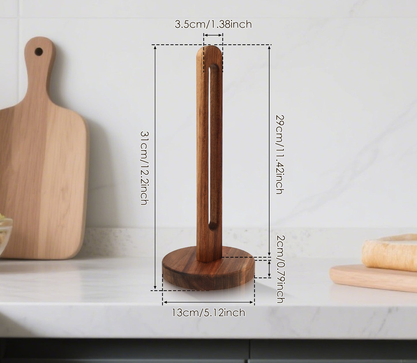 Dimensions of the Torkia holder: 31 cm tall, 13 cm base