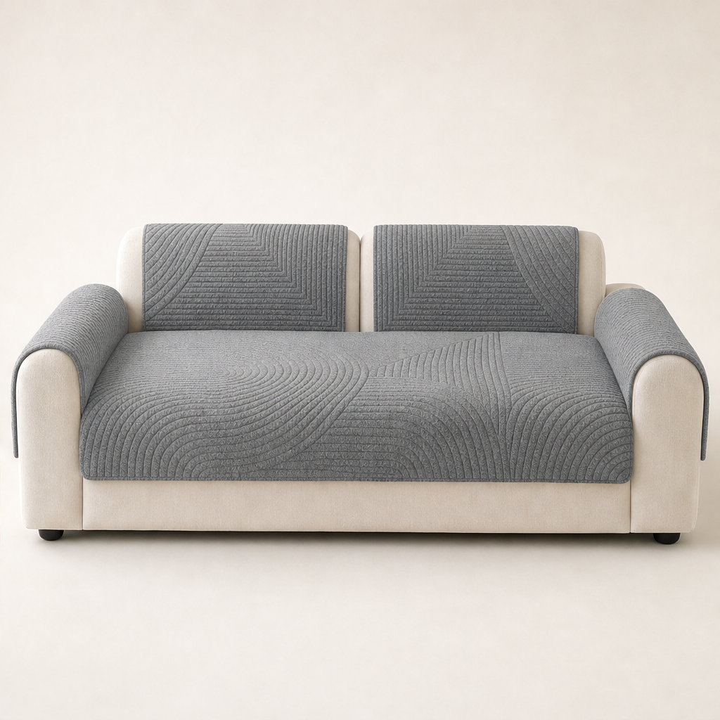 Anti-Slip Quilted Sofa Cushion Cover Grey
