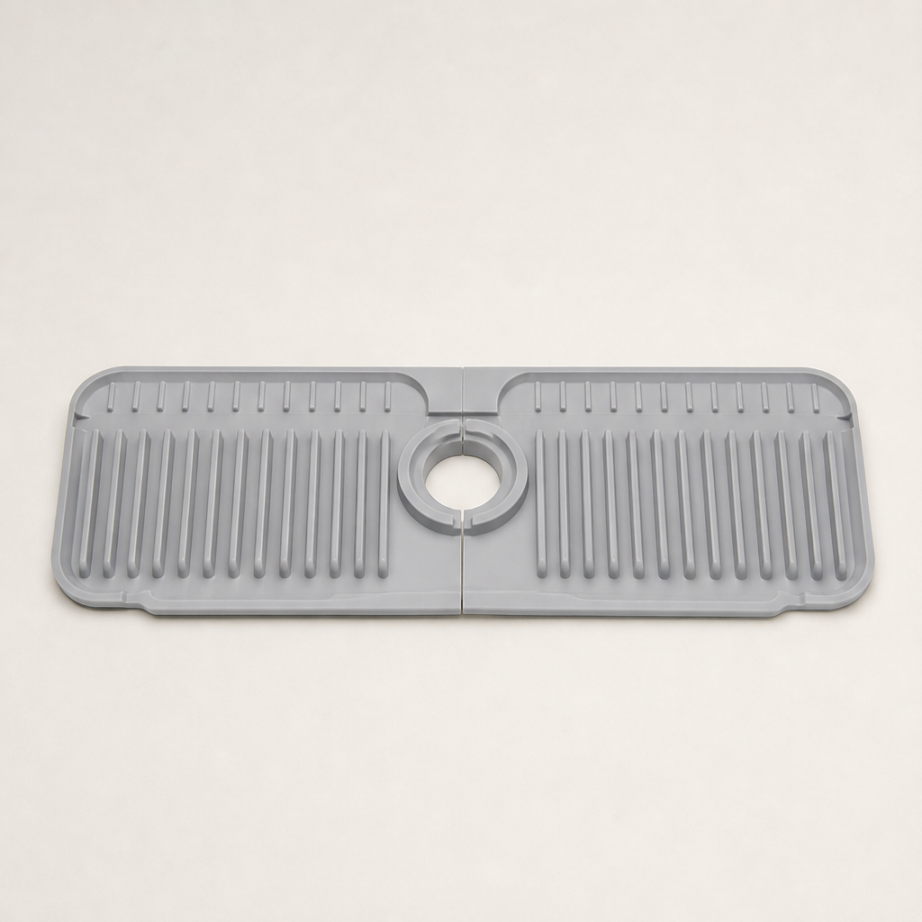 Silicone Faucet Splash Guard & Drain Mat Grey