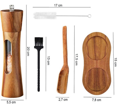 Dimensions of the Saltora mill: 20 cm tall, 5.5 cm across