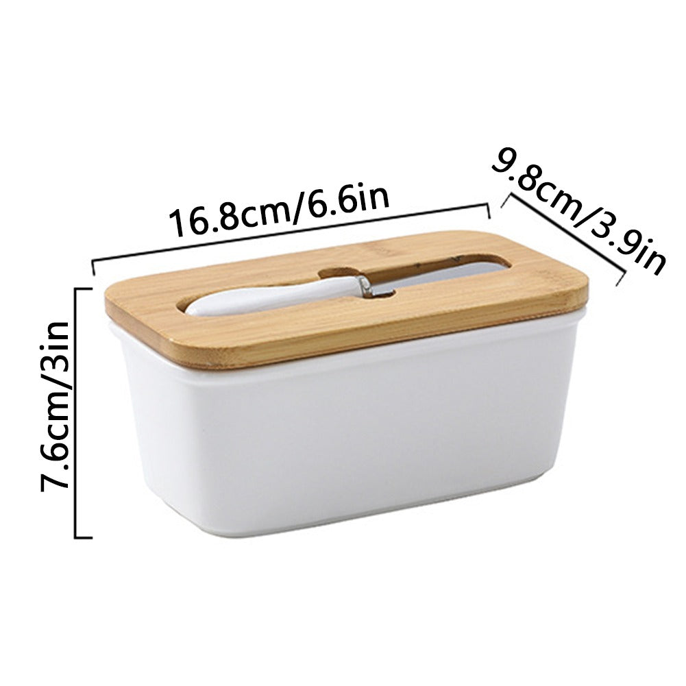 Dimensions of the Kremora butter dish: 16.8 by 9.8 by 7.6 cm