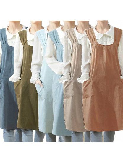 Linora - Cross-Back Cotton Linen Apron
