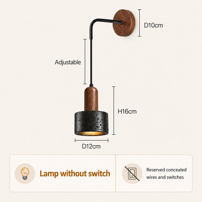 Arvella - Wabi-Sabi Wooden Travertine Wall Lamp