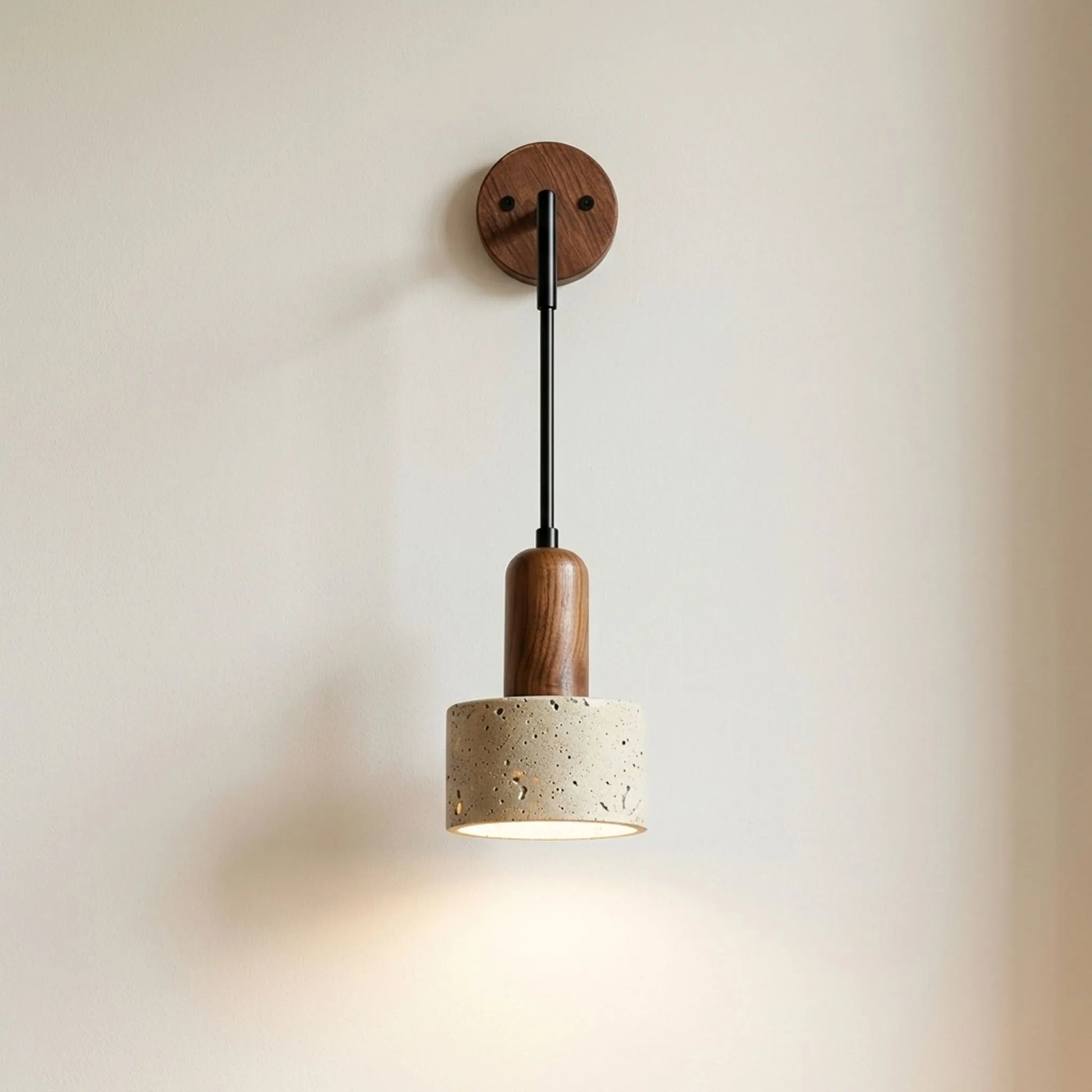 Arvella - Wabi-Sabi Wooden Travertine Wall Lamp
