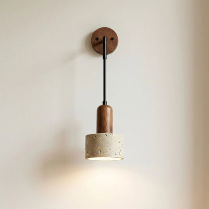 Arvella - Wabi-Sabi Wooden Travertine Wall Lamp