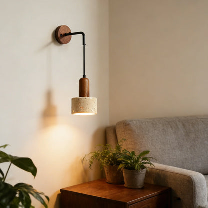 Arvella - Wabi-Sabi Wooden Travertine Wall Lamp
