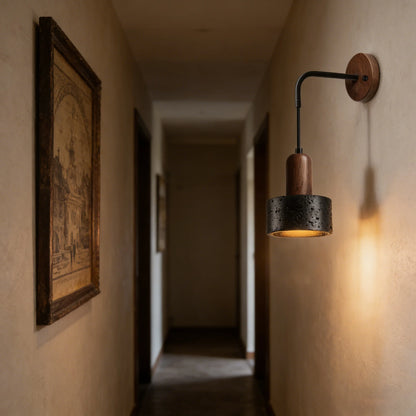 Arvella - Wabi-Sabi Wooden Travertine Wall Lamp