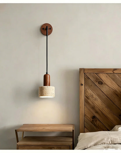Arvella - Wabi-Sabi Wooden Travertine Wall Lamp