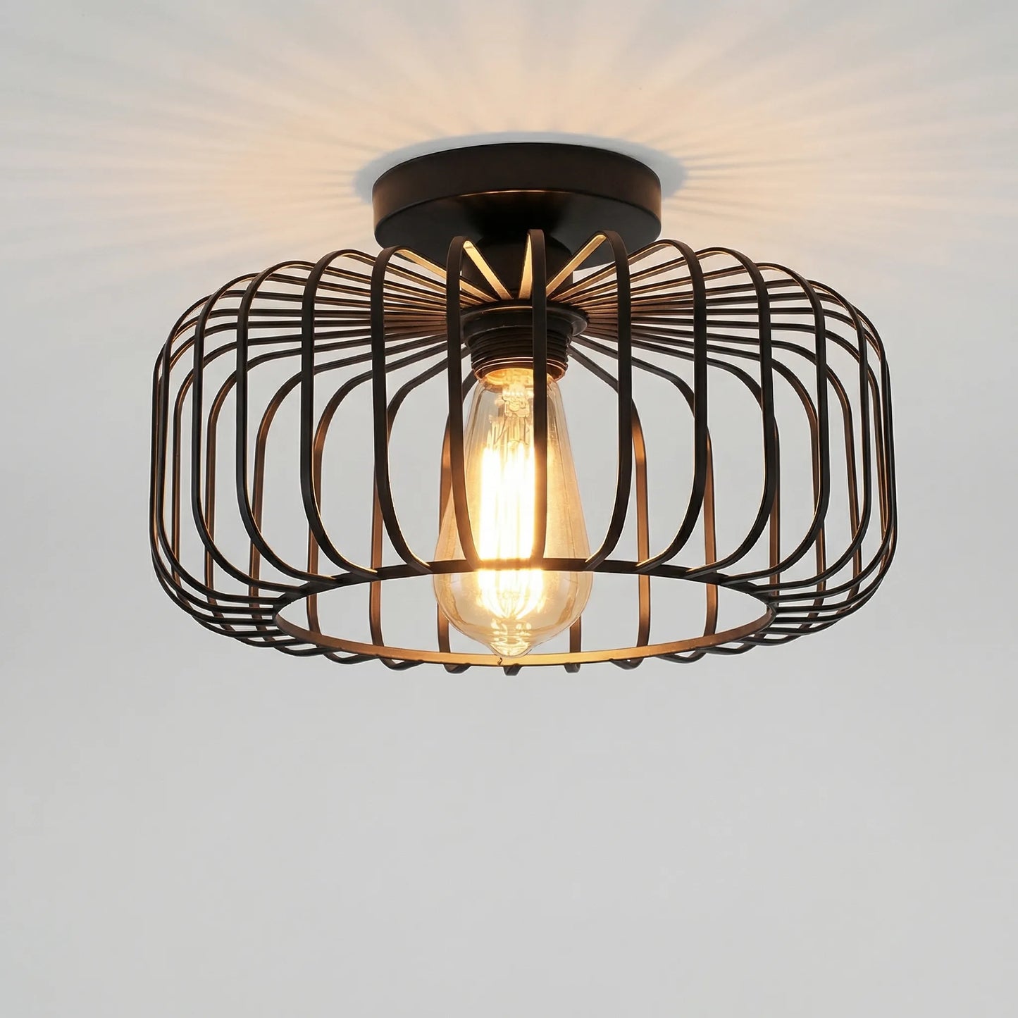 Cagelyn - Industrial Birdcage Flush Ceiling Light