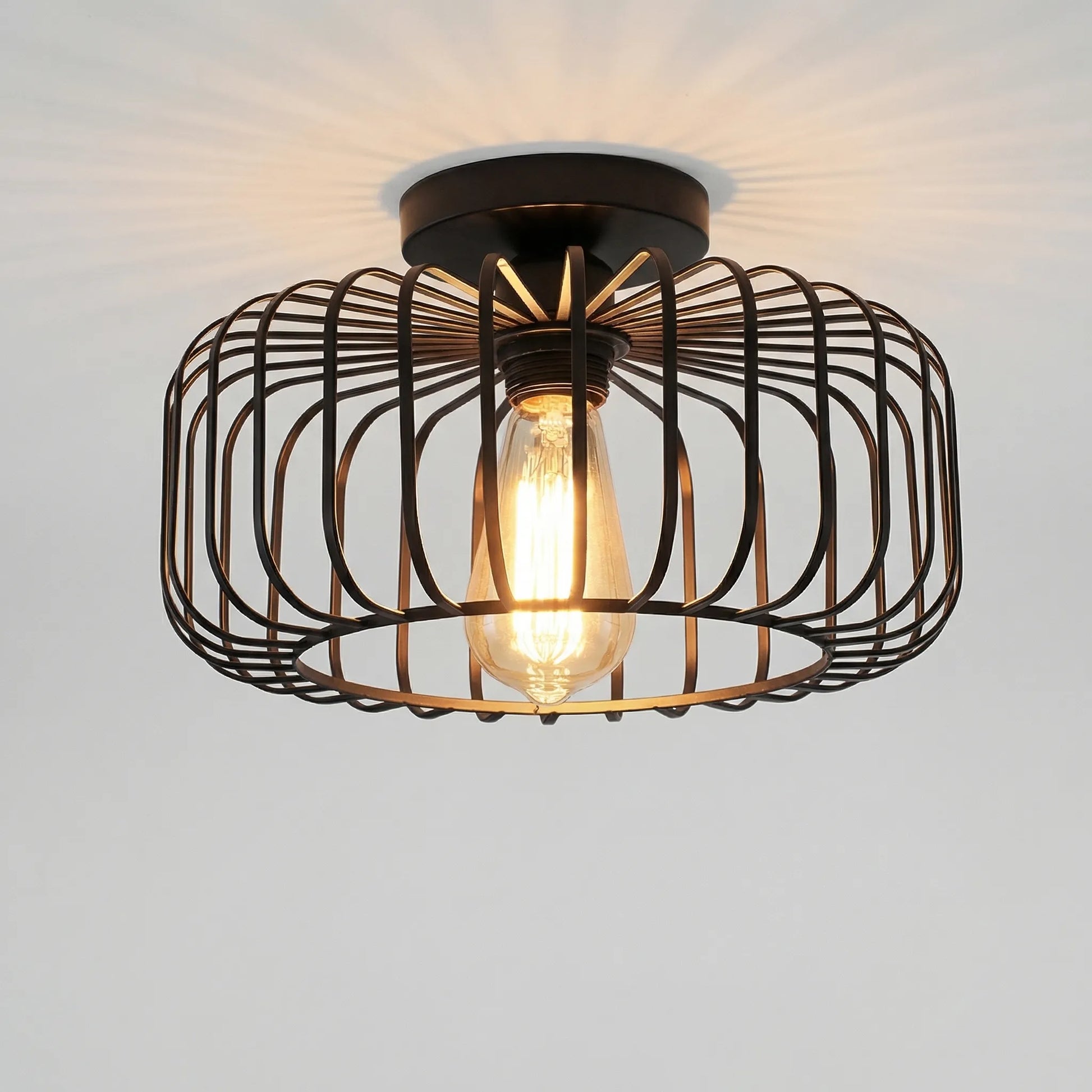 Cagelyn - Industrial Birdcage Flush Ceiling Light