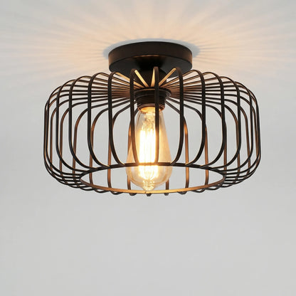 Cagelyn - Industrial Birdcage Flush Ceiling Light