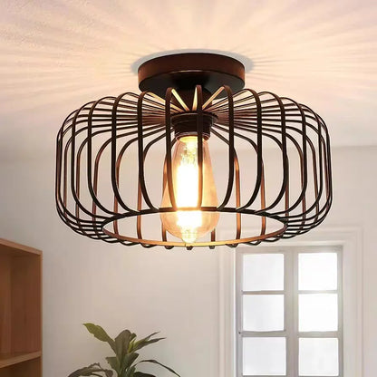 Cagelyn - Industrial Birdcage Flush Ceiling Light