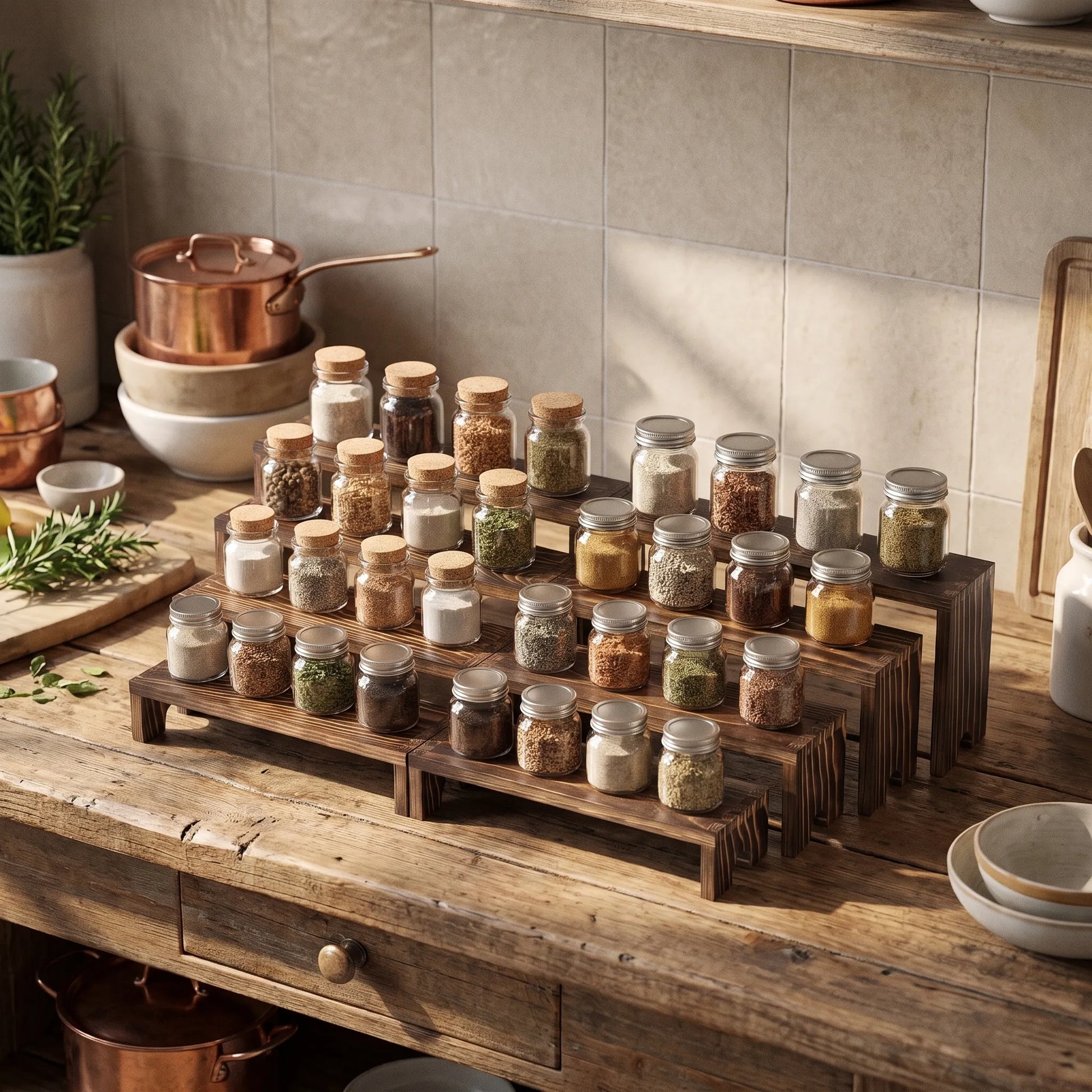 Elevara - Rustic Tiered Table Display Stand