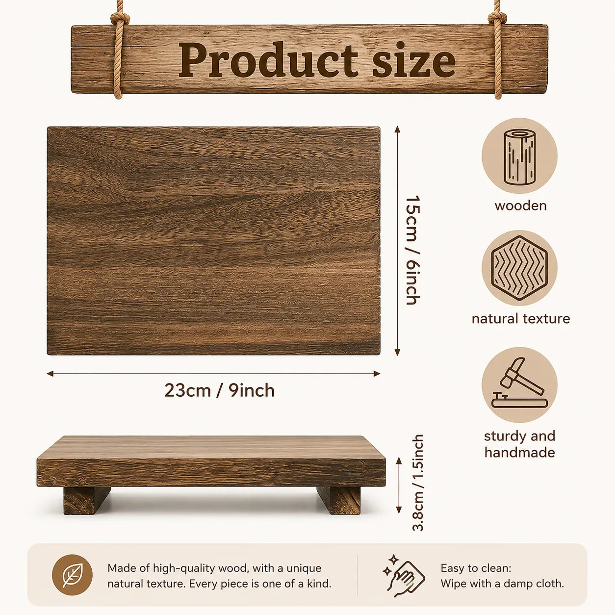 Elevati - Rectangular Rustic Pedestal Tray