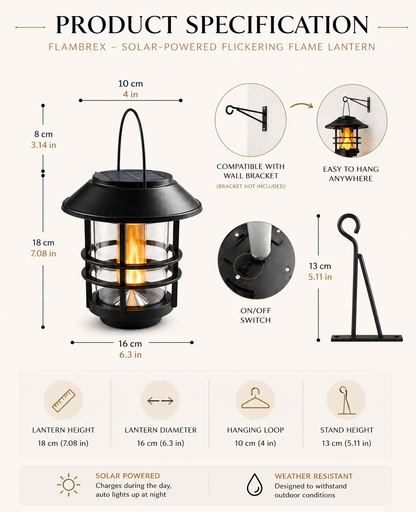 Flambrex - Solar-Powered Flickering Flame Lantern