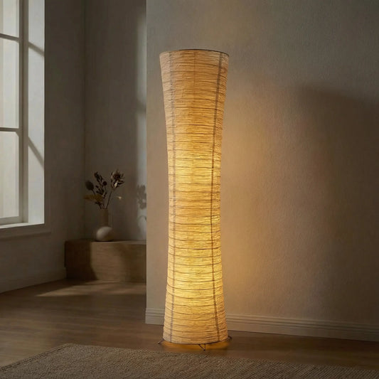 Glowrift - Hourglass-Shaped Paper Shade Floor Lamp
