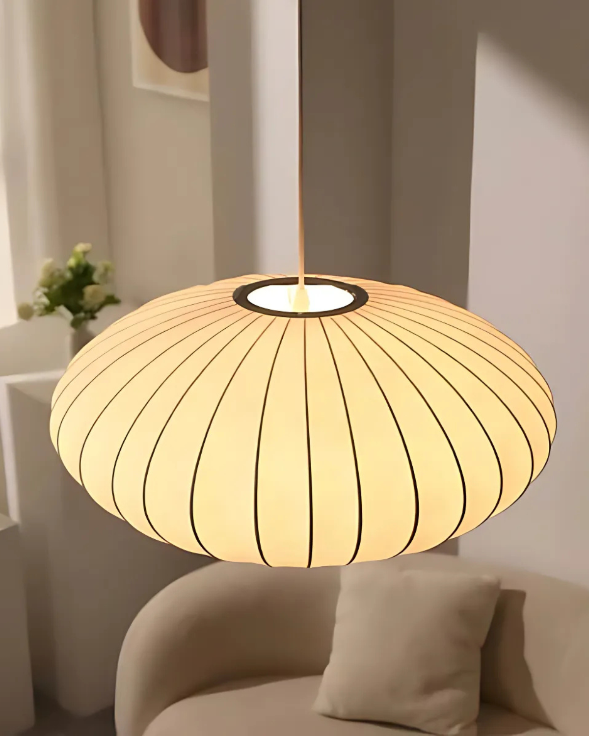 Glowspire - Ribbed Oval Pendant Lamp Shade