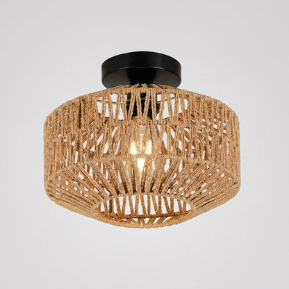 Lumara - Woven Natural Flush Mount Light