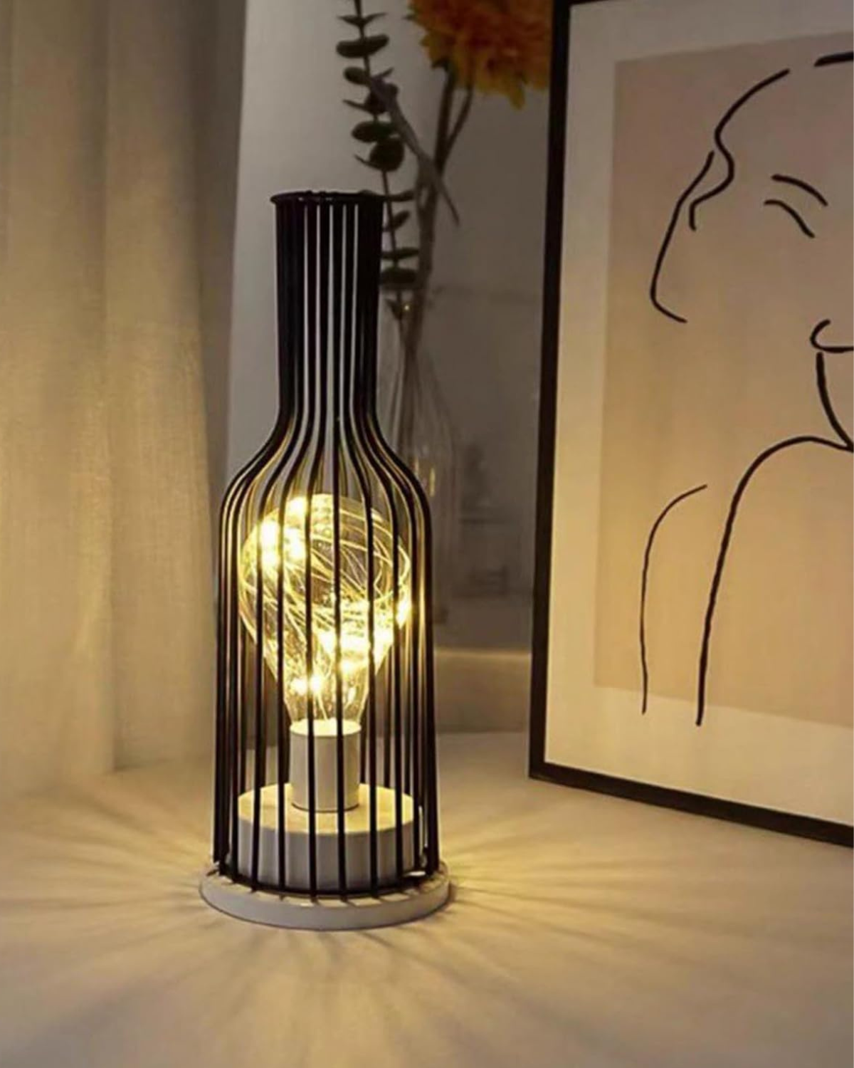 Lumiveil - Open Cage-Frame Sculptural Table Lamp