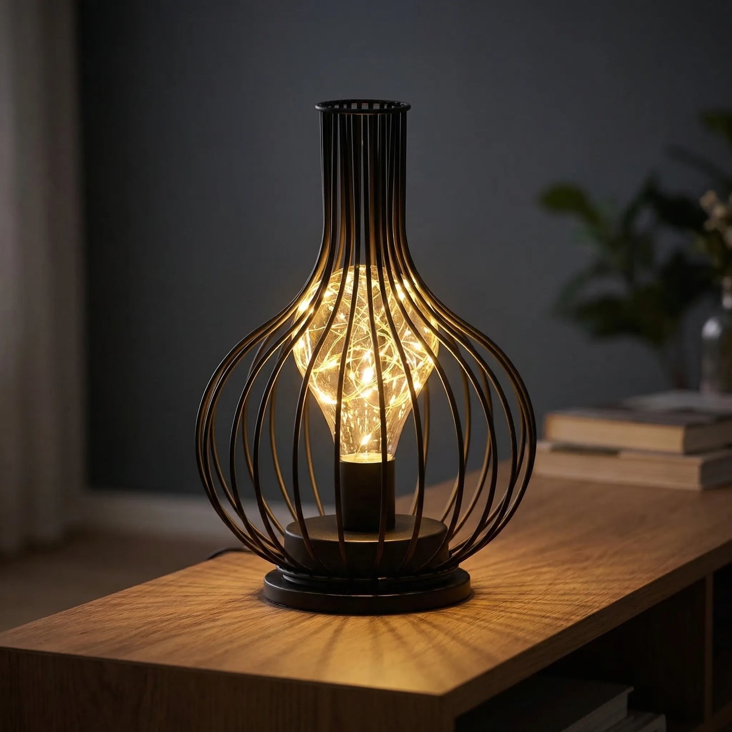 Lumiveil - Open Cage-Frame Sculptural Table Lamp