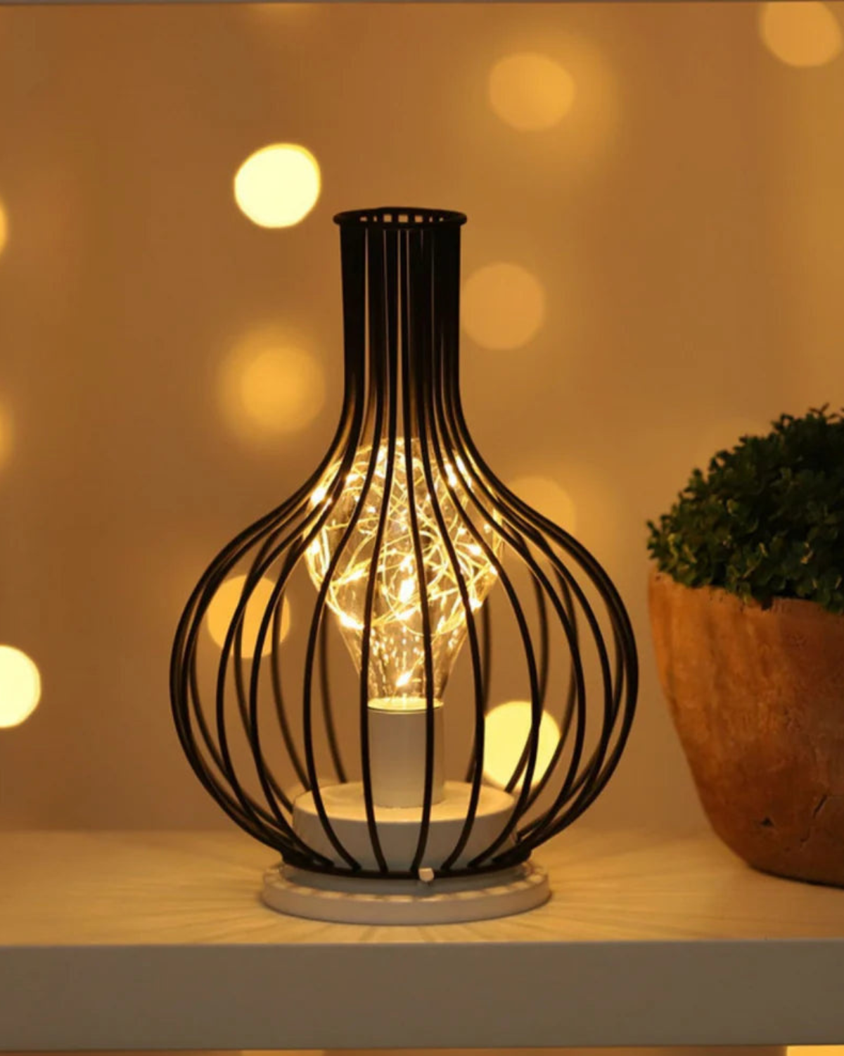 Lumiveil - Open Cage-Frame Sculptural Table Lamp