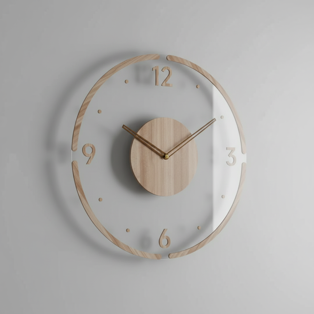 Nock | Modern Wall Clock 30 cm Acrylic and Wood Design