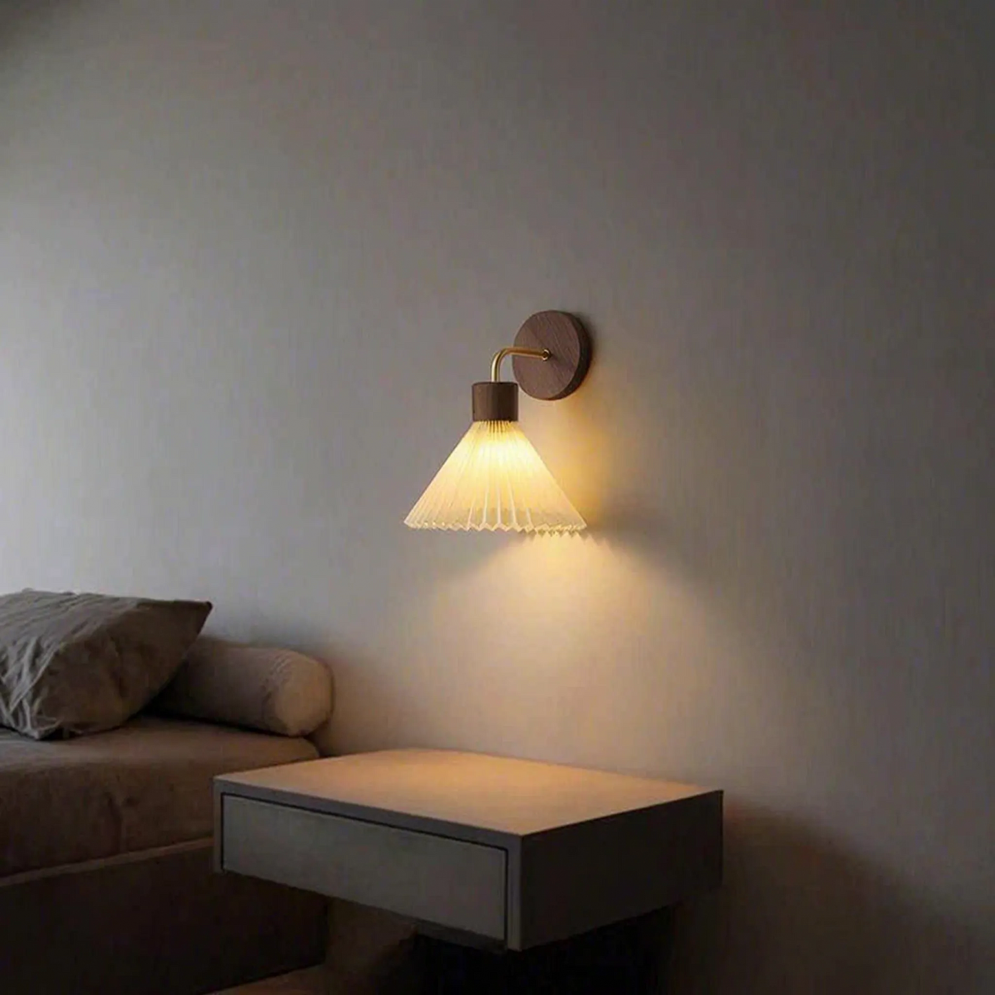 Nordvell - Nordic-Style Wall Sconce With Pleated Shade