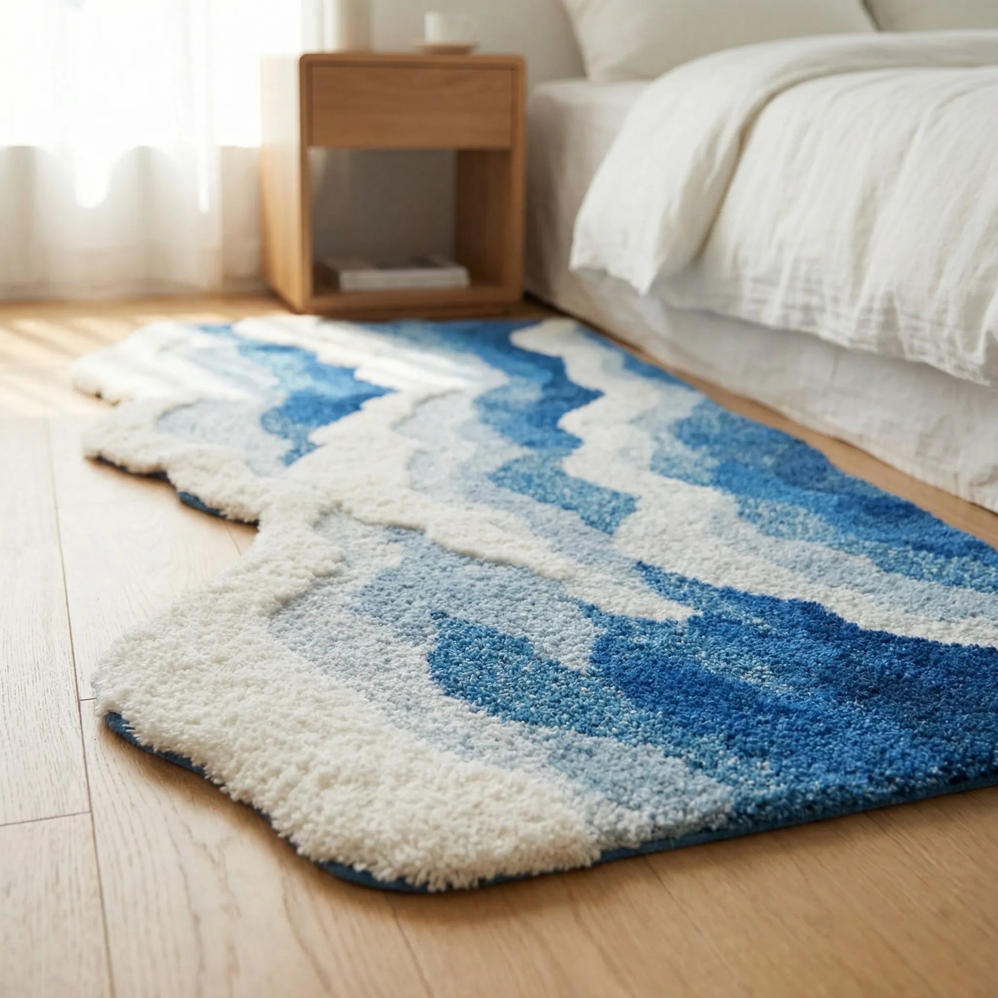 Oceanique - Ocean Wave Patterned Bedroom Rug