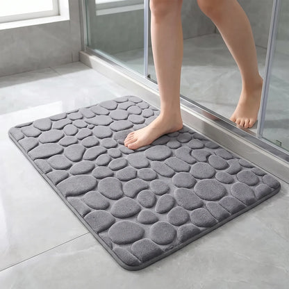 Pebblia - Modern 3D Cobblestone Patterned Bathroom Floor Mat
