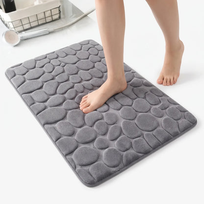 Pebblia - Modern 3D Cobblestone Patterned Bathroom Floor Mat