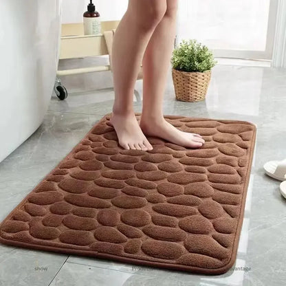 Pebblia - Modern 3D Cobblestone Patterned Bathroom Floor Mat