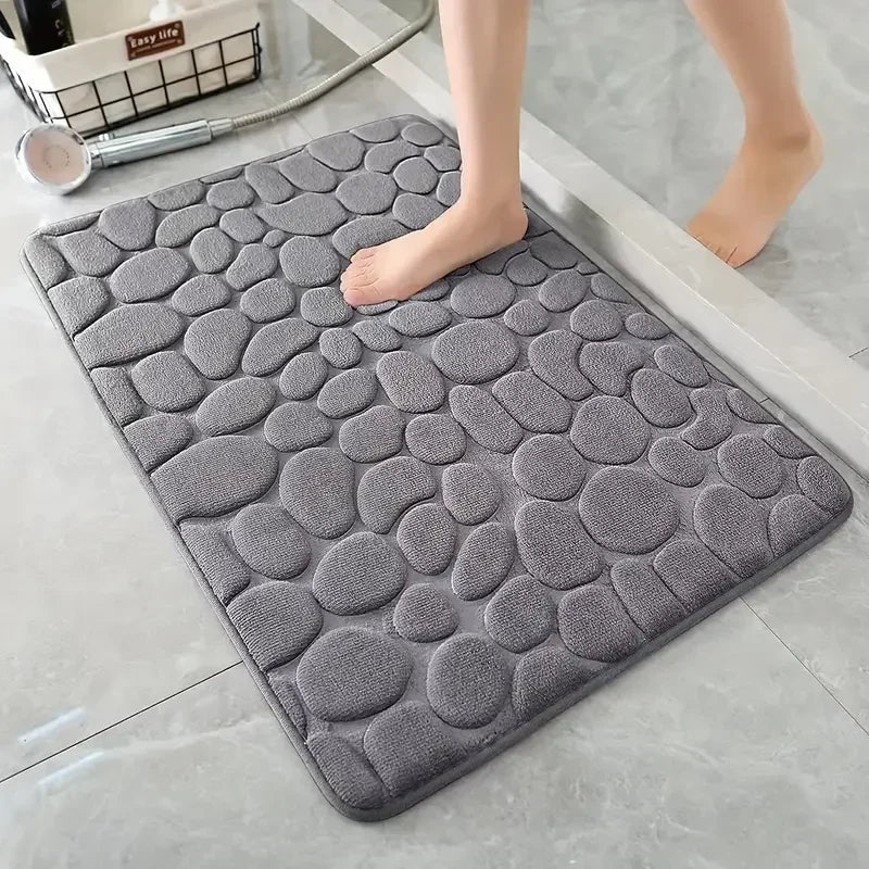 Pebblia - Modern 3D Cobblestone Patterned Bathroom Floor Mat