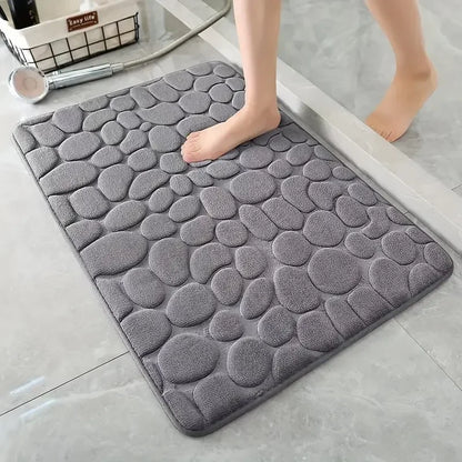 Pebblia - Modern 3D Cobblestone Patterned Bathroom Floor Mat