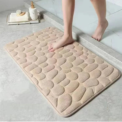 Pebblia - Modern 3D Cobblestone Patterned Bathroom Floor Mat
