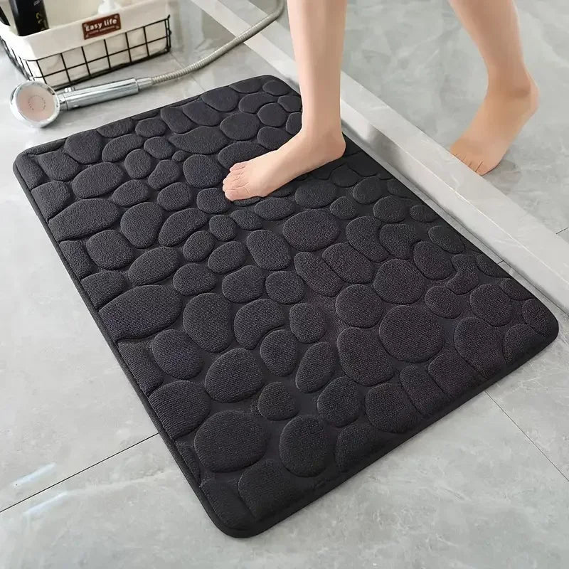 Pebblia - Modern 3D Cobblestone Patterned Bathroom Floor Mat