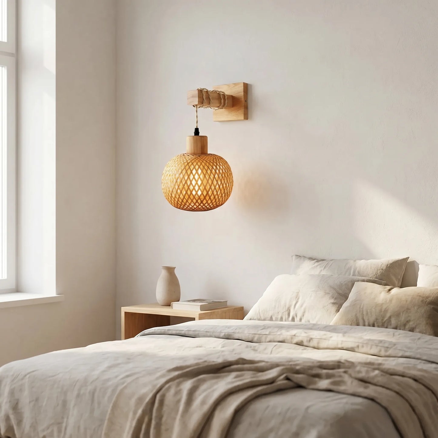 Rattano - Woven Globe Wall-Mounted Light Fixture