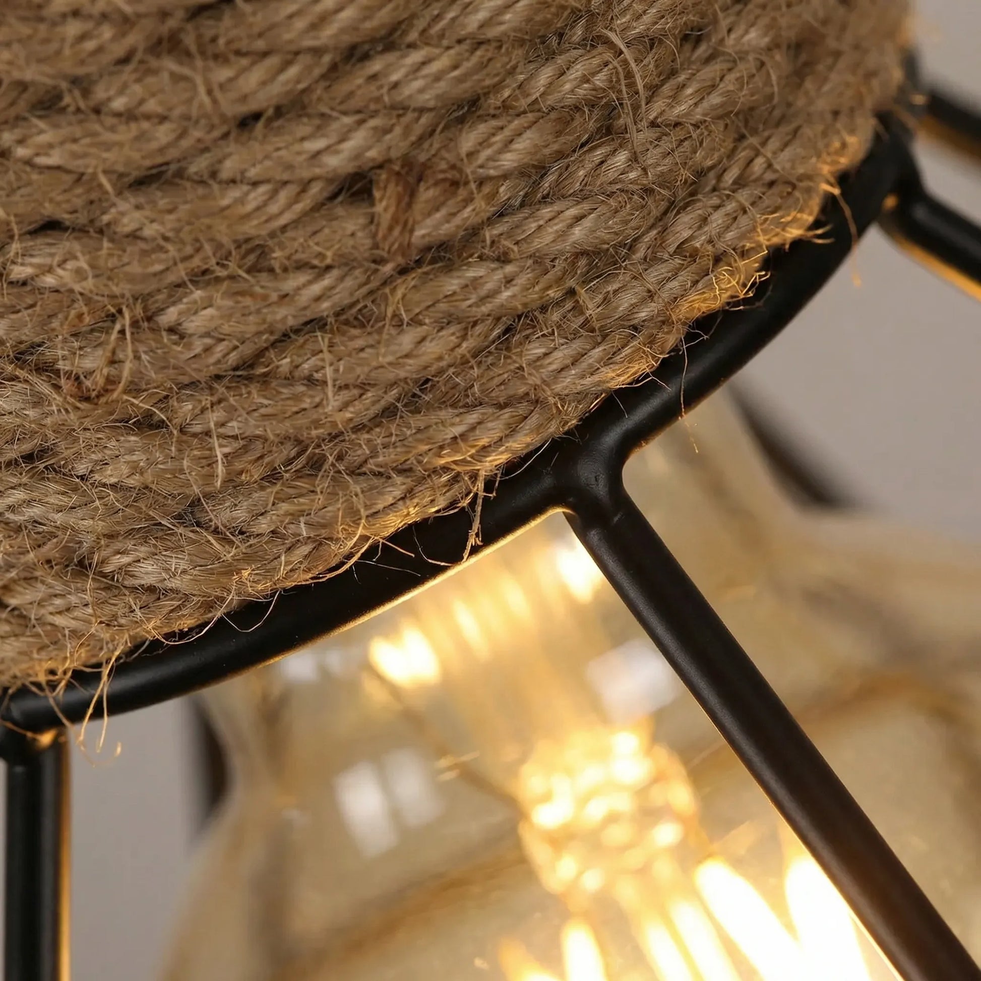 Ropewick - 3-Light Industrial Cage Pendant Lamp
