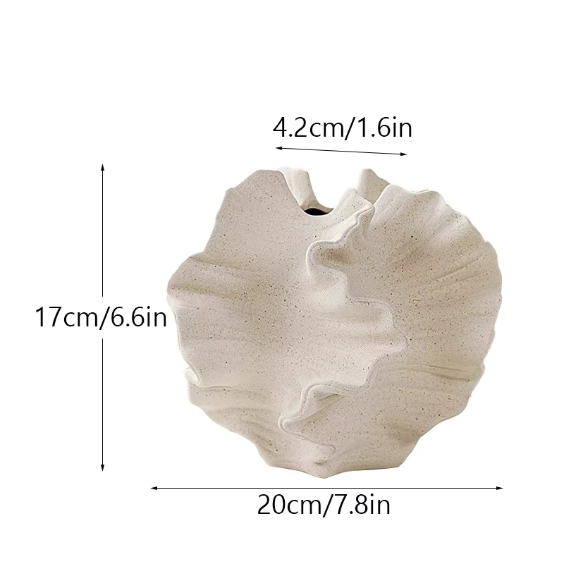 Coralis - Ruffled Coral Ceramic Vase — Beige / Large