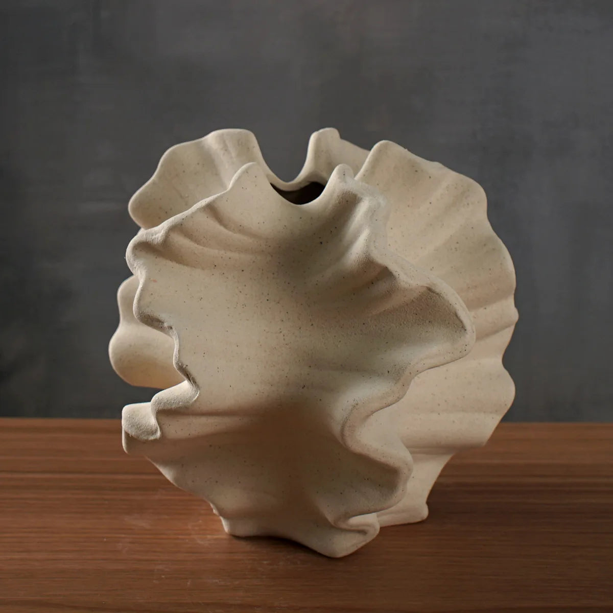 Coralis - Ruffled Coral Ceramic Vase