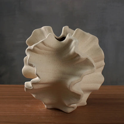 Coralis - Ruffled Coral Ceramic Vase