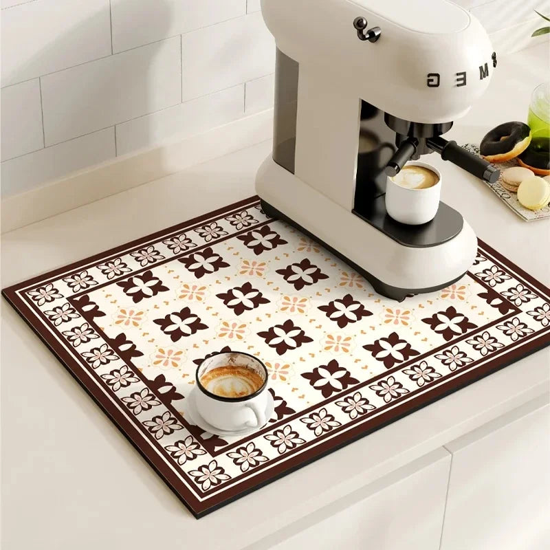 Azulejo - Patterned Coffee and Dish Drying Mat