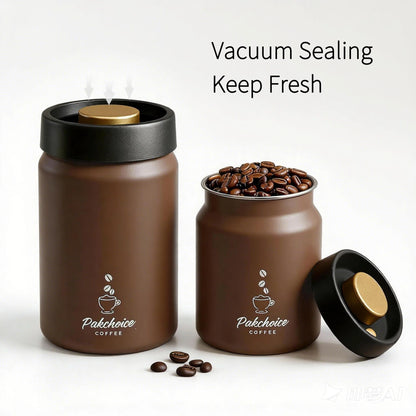Vacura canisters in coffee brown with beans