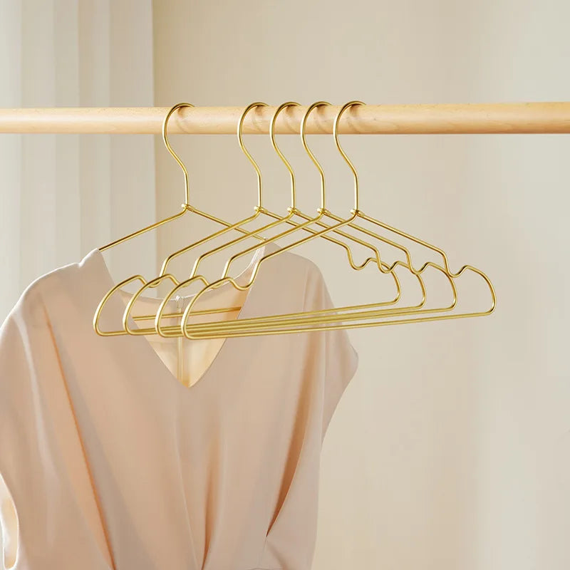A row of Aluvia hangers holding shirts