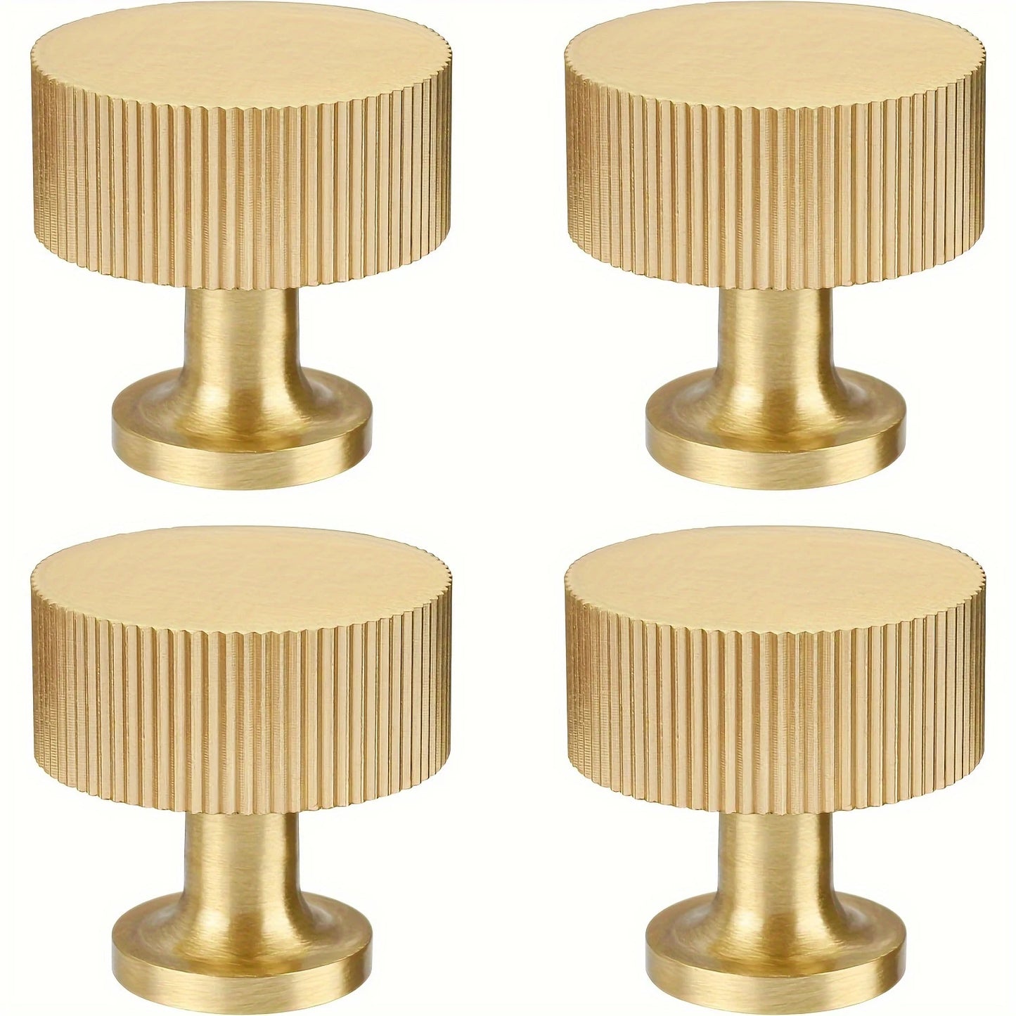 Fluvia - Ribbed Brass Cabinet Knobs, Set of 4