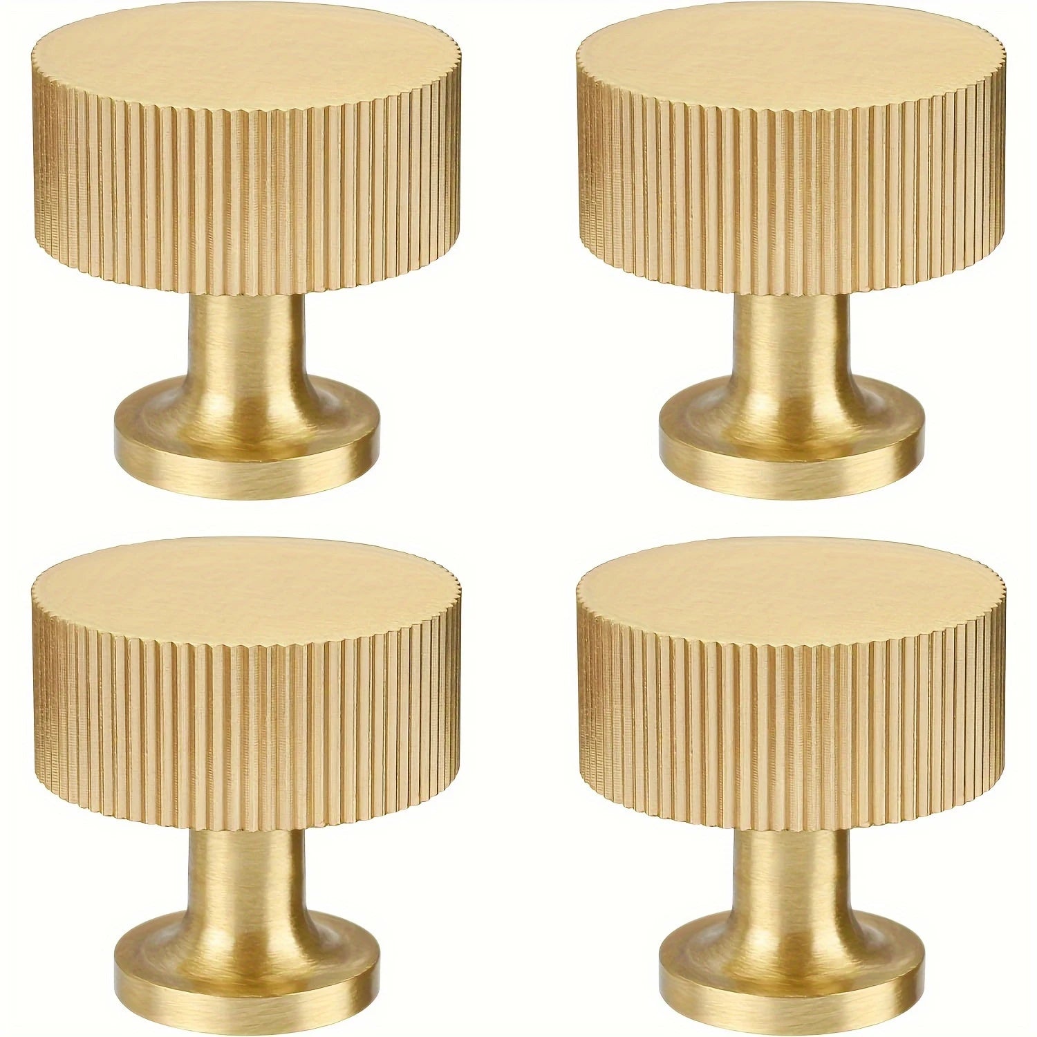 Fluvia - Ribbed Brass Cabinet Knobs, Set of 4