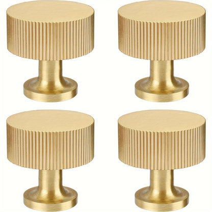Fluvia - Ribbed Brass Cabinet Knobs, Set of 4
