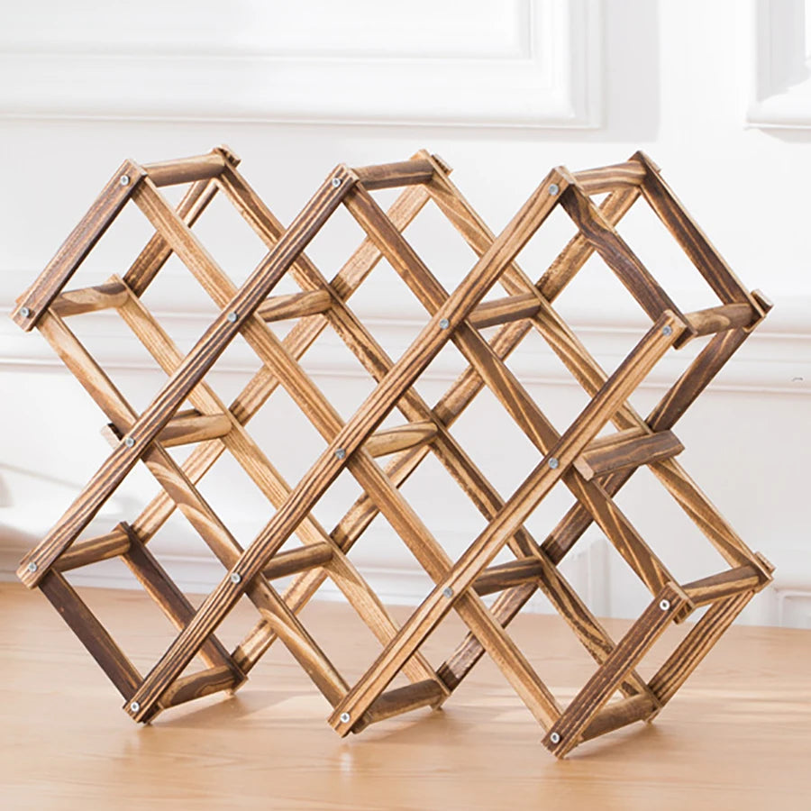 Vinora - Foldable Wooden Wine Rack for 10 Bottles