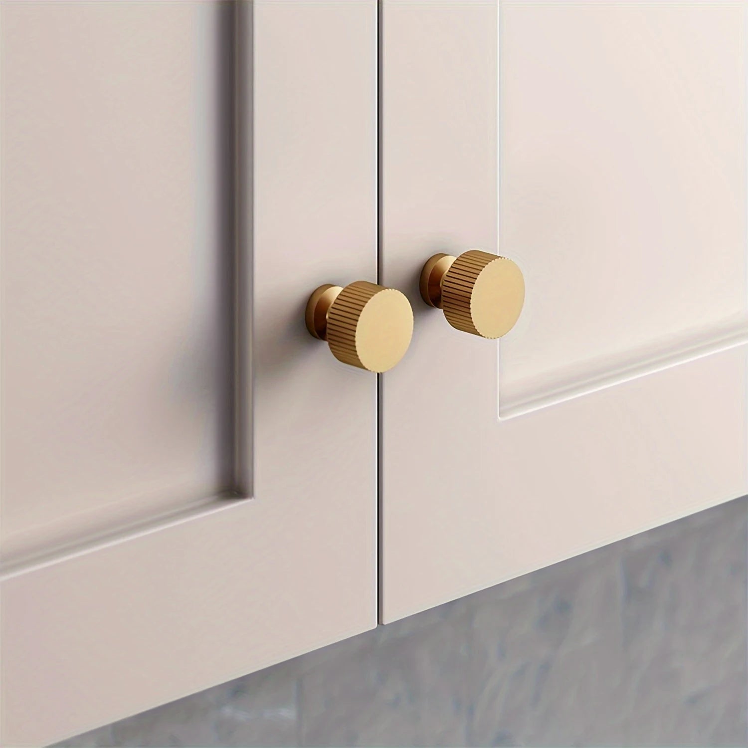 Fluvia - Ribbed Brass Cabinet Knobs, Set of 4