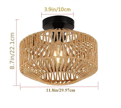 Lumara - Woven Natural Flush Mount Light