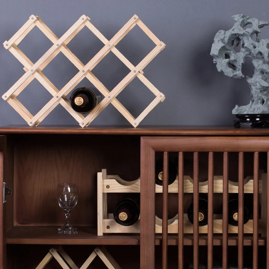Vinora - Foldable Wooden Wine Rack for 10 Bottles